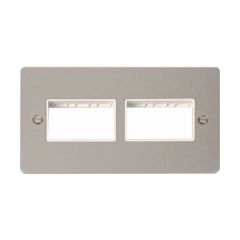 Click Define FPPN406WH 2 Gang MiniGrid Unfurnished Plate - 2 x 3 Apertures Pearl Nickel