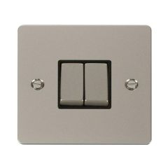 Click Define FPPN412BK 10AX 2 Gang 2 Way Plate Switch Pearl Nickel