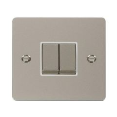 Click Define FPPN412WH 10AX 2 Gang 2 Way Plate Switch Pearl Nickel