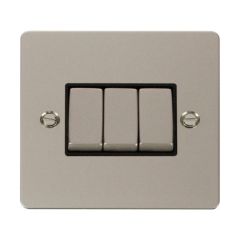 Click Define FPPN413BK 10AX 3 Gang 2 Way Plate Switch Pearl Nickel