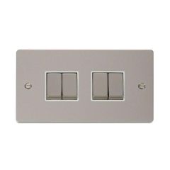 Click Define FPPN414WH 10AX 4 Gang 2 Way Plate Switch Pearl Nickel