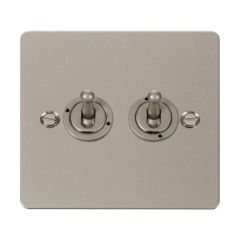 Click Define FPPN422 10AX 2 Gang 2 Way Toggle Plate Switch Pearl Nickel