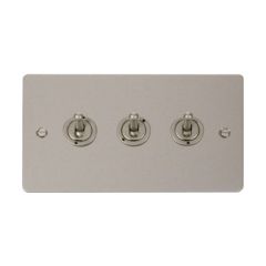 Click Define FPPN423 10AX 3 Gang 2 Way Toggle Plate Switch Pearl Nickel