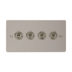 Click Define FPPN424 10AX 4 Gang 2 Way Toggle Plate Switch Pearl Nickel