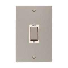 Click Define FPPN502WH 45A 2 Gang (Vertical) DP Plate Switch Pearl Nickel