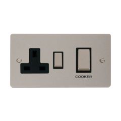 Click Define FPPN504BK 45A 2 Gang DP Switch With 13A DP Switched Socket Outlet Pearl Nickel