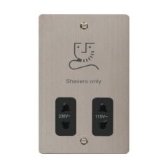 Click Define FPSS100BK 115V/230V Dual Voltage Shaver Socket Outlet Stainless Steel