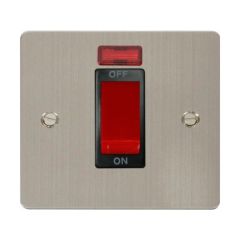 Click Define FPSS201BK 45A 1 Gang DP Plate Switch With Neon Stainless Steel