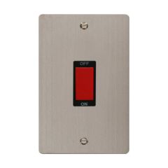 Click Define FPSS202BK 45A 2 Gang (Vertical) DP Plate Switch Stainless Steel