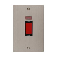 Click Define FPSS203BK 45A 2 Gang (Vertical) DP Plate Switch With Neon Stainless Steel