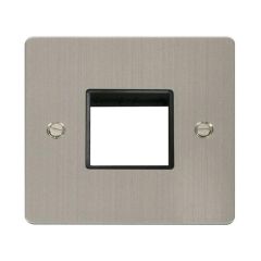 Click Define FPSS402BK 1 Gang MiniGrid Unfurnished Plate - 2 Apertures Stainless Steel