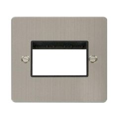 Click Define FPSS403BK 1 Gang MiniGrid Unfurnished Plate - 3 Apertures Stainless Steel