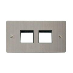 Click Define FPSS404BK 2 Gang MiniGrid Unfurnished Plate - 2 x 2 Apertures Stainless Steel