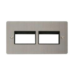 Click Define FPSS406BK 2 Gang MiniGrid Unfurnished Plate - 2 x 3 Apertures Stainless Steel