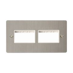 Click Define FPSS406WH 2 Gang MiniGrid Unfurnished Plate - 2 x 3 Apertures Stainless Steel
