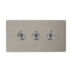 Click Define FPSS423 10AX 3 Gang 2 Way Toggle Plate Switch Stainless Steel
