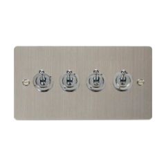 Click Define FPSS424 10AX 4 Gang 2 Way Toggle Plate Switch Stainless Steel