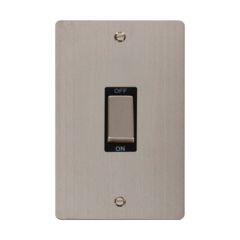 Click Define FPSS502BK 45A 2 Gang (Vertical) DP Plate Switch Stainless Steel