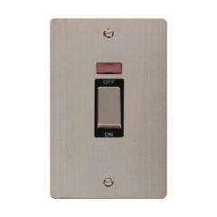Click Define FPSS503BK 45A 2 Gang (Vertical) DP Plate Switch With Neon Stainless Steel