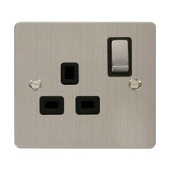Click Define FPSS535BK 13A 1 Gang DP Switched Socket Outlet Stainless Steel