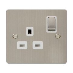 Click Define FPSS535WH 13A 1 Gang DP Switched Socket Outlet Stainless Steel