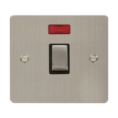 Click Define FPSS723BK 20A DP Plate Switch With Neon Stainless Steel