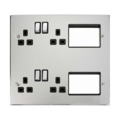Click NewMedia MP606CHBK 4 x 13A Switched Sockets & 2 x 3 Aperture Plate