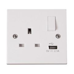 Click PRW771 Socket 1G Swd & USB 13A Whi