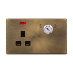 Definity SFAB655BK 13A 1 Gang DP Key Lockable Switched Socket With Neon(Double Plate)