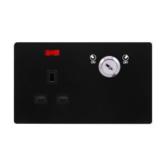 Definity SFBK655BK 13A 1 Gang DP Key Lockable Switched Socket With Neon(Double Plate)