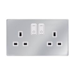 Definity SFCH30036PW 13A 2 Gang Zigbee Smart Switched Socket Outlet & Cover Plate