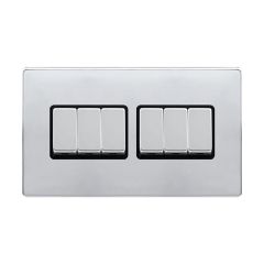 Definity SFCH416BK 10AX 6 Gang 2 Way Plate Switch