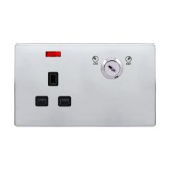 Definity SFCH655BK 13A 1 Gang DP Key Lockable Switched Socket With Neon(Double Plate)
