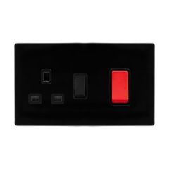 Definity SFMB204BK 50A 2 Gang DP Switch With 13A DP Switched Socket Outlet