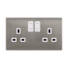 Definity SFSS30036PW 13A 2 Gang Zigbee Smart Switched Socket Outlet & Cover Plate