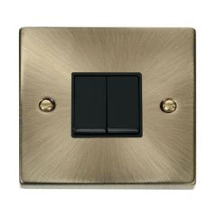 Click Deco VPAB012BK 10AX 2 Gang 2 Way Plate Switch Antique Brass