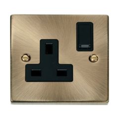 Click Deco VPAB035BK 13A 1 Gang DP Switched Socket Outlet Antique Brass