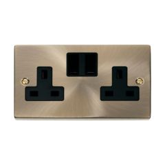 Click Deco VPAB036BK 13A 2 Gang DP Switched Socket Outlet Antique Brass