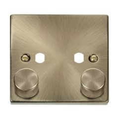 Click Deco VPAB152PL 1 Gang Unfurnished Dimmer Plate & Knobs (800W Max) - 2 Apertures Antique Brass