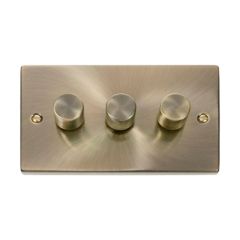Click Deco VPAB163 3 Gang 2 Way 100W Dimmer Switch Antique Brass