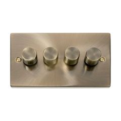 Click Deco VPAB164 4 Gang 2 Way 100W Dimmer Switch Antique Brass