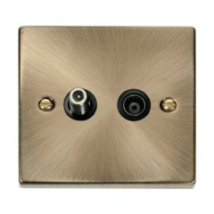 Click Deco VPAB170BK Non-Isolated Satellite & Non-Isolated Coaxial Outlet Antique Brass