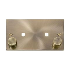 Click Deco VPAB186 2 Gang Unfurnished Dimmer Plate & Knobs (1630W Max) - 2 Apertures Antique Brass