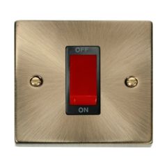 Click Deco VPAB200BK 45A 1 Gang DP Plate Switch Antique Brass