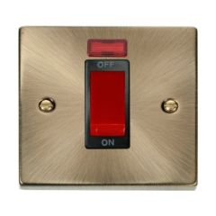 Click Deco VPAB201BK 45A 1 Gang DP Plate Switch With Neon Antique Brass