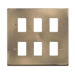 Click Deco VPAB20506 6 Gang GridPro Frontplate Antique Brass