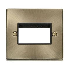 Click Deco VPAB403BK 1 Gang MiniGrid Unfurnished Plate - 3 Apertures Antique Brass