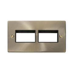 Click Deco VPAB406BK 2 Gang MiniGrid Unfurnished Plate - 2 x 3 Apertures Antique Brass