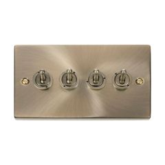 Click Deco VPAB424 10AX 4 Gang 2 Way Toggle Plate Switch Antique Brass