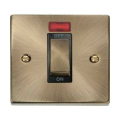 Click Deco VPAB501BK 45A 1 Gang DP Plate Switch With Neon Antique Brass